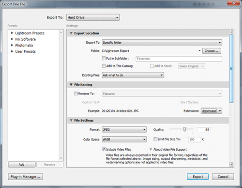 Lightroom-Export-Window